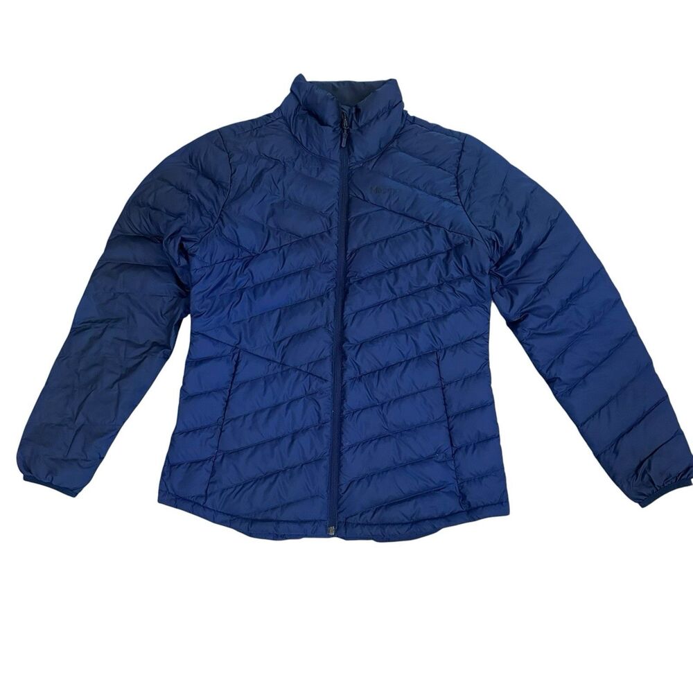 Marmot Womens Highlander Duck Down Fill Winter Jacket Blue Coat Sz M Puffer EUC